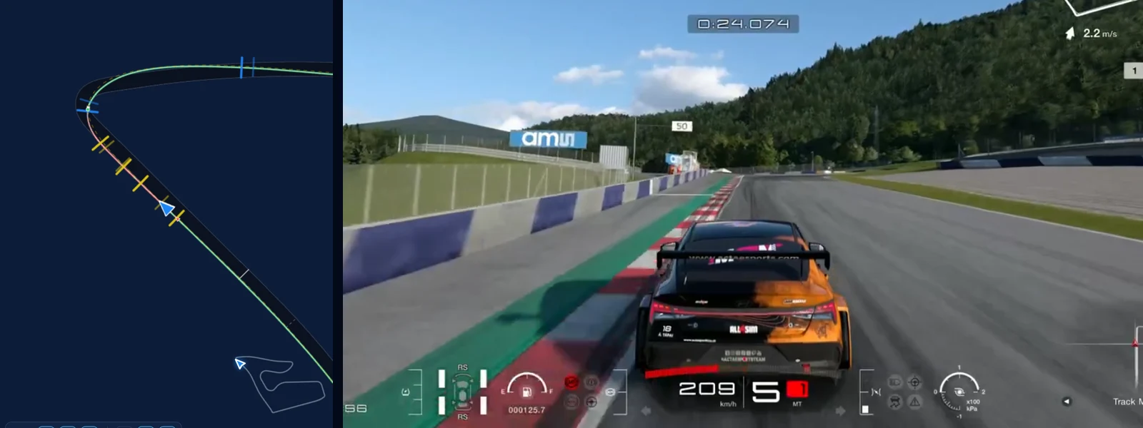 GT7 Red Bull Ring Remus in Traces: the reference ELANTRA N TC braking from 209 km/h for the uphill hairpin