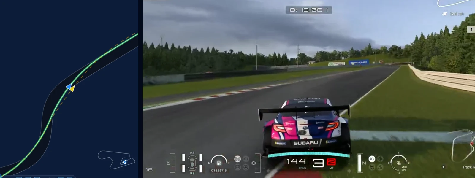 GT7 SUGO lap analysis, Subaru BRZ GT300